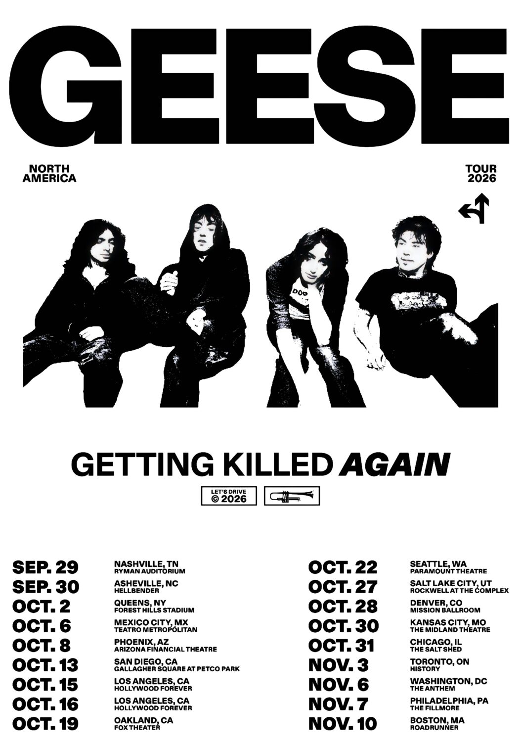 Geese - Band live tour poster 2026